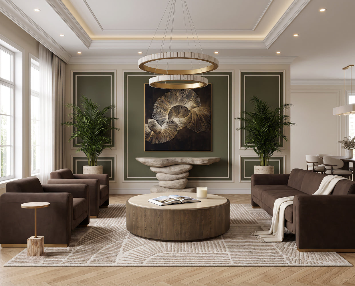 Moonflower - 60" X 60" - Satin Gold Floater Frame