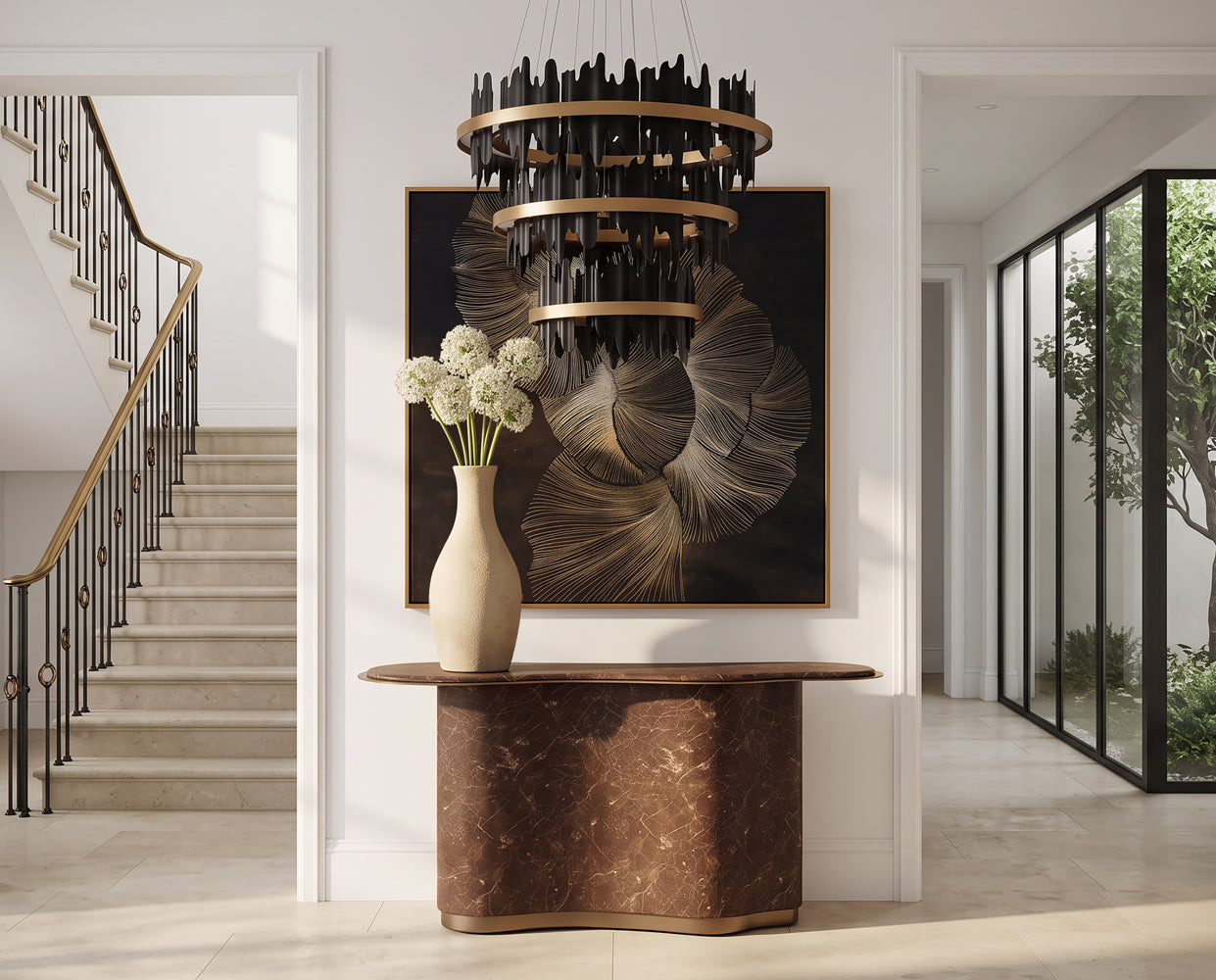 Moonflower - 60" X 60" - Satin Gold Floater Frame