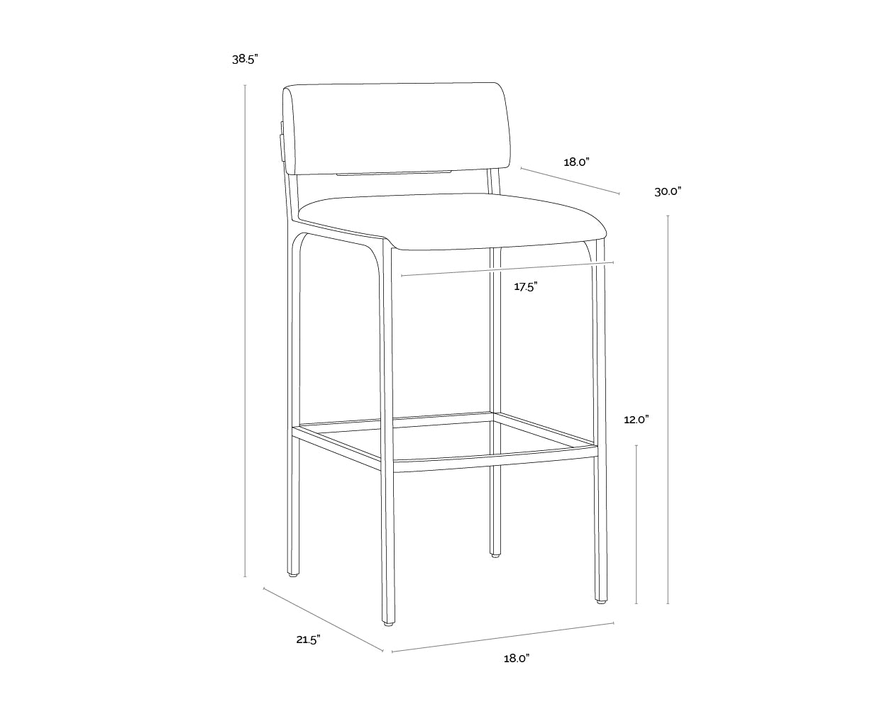 Mori Barstool dimensions schematic