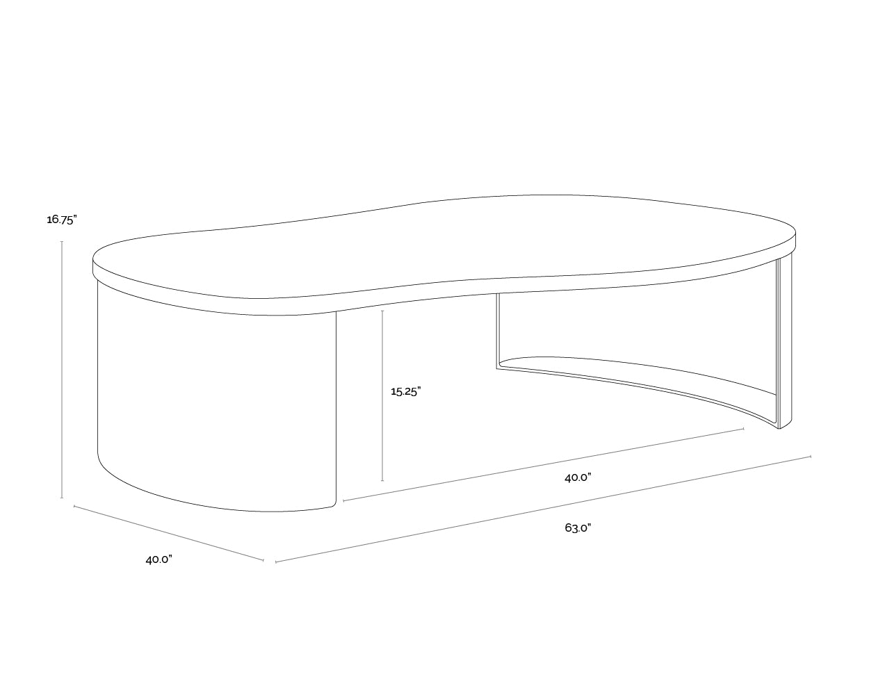 Nafisa Coffee Table dimensions schematic