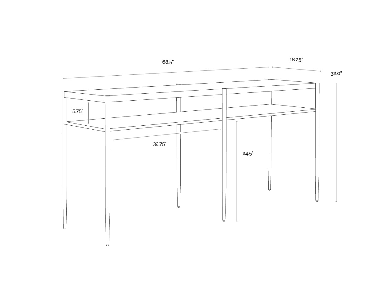 Naini Console Table dimensions schematic