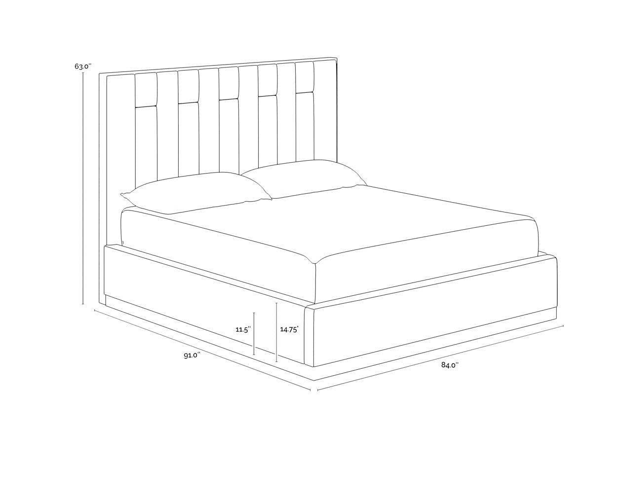 Nemu Bed dimensions schematic