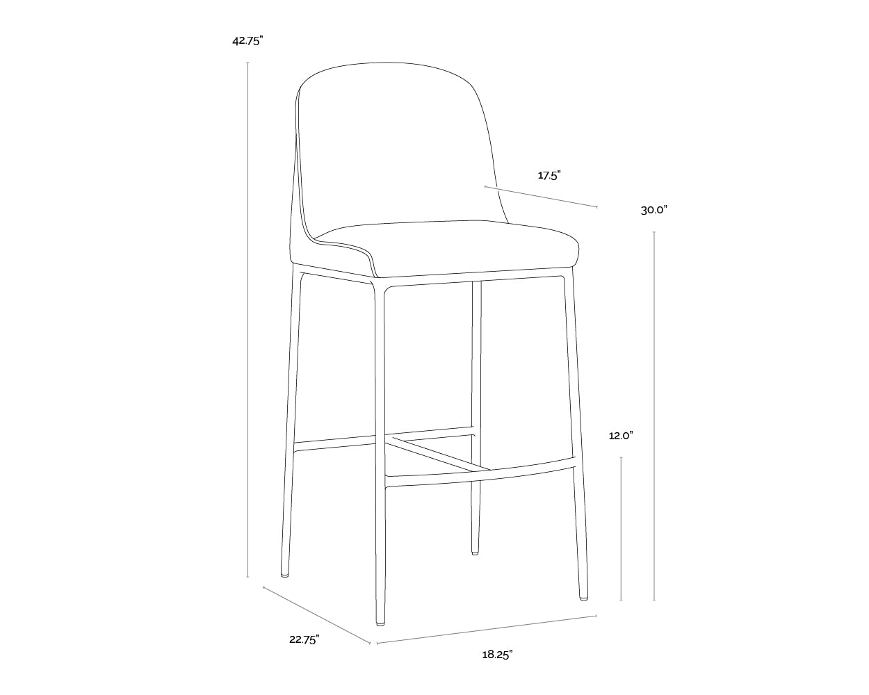 Nestor Barstool dimensions schematic