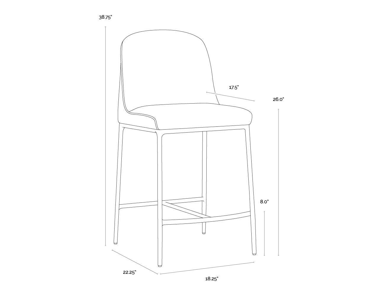 Nestor Counter Stool dimensions schematic