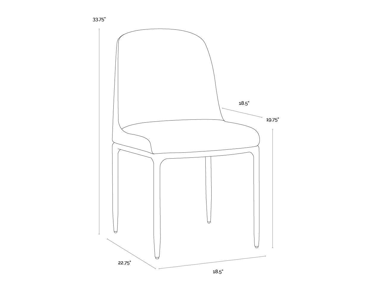 Nestor Dining Chair dimensions schematic