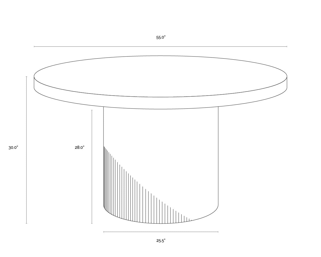 Nicolette Dining Table - 55" dimensions schematic