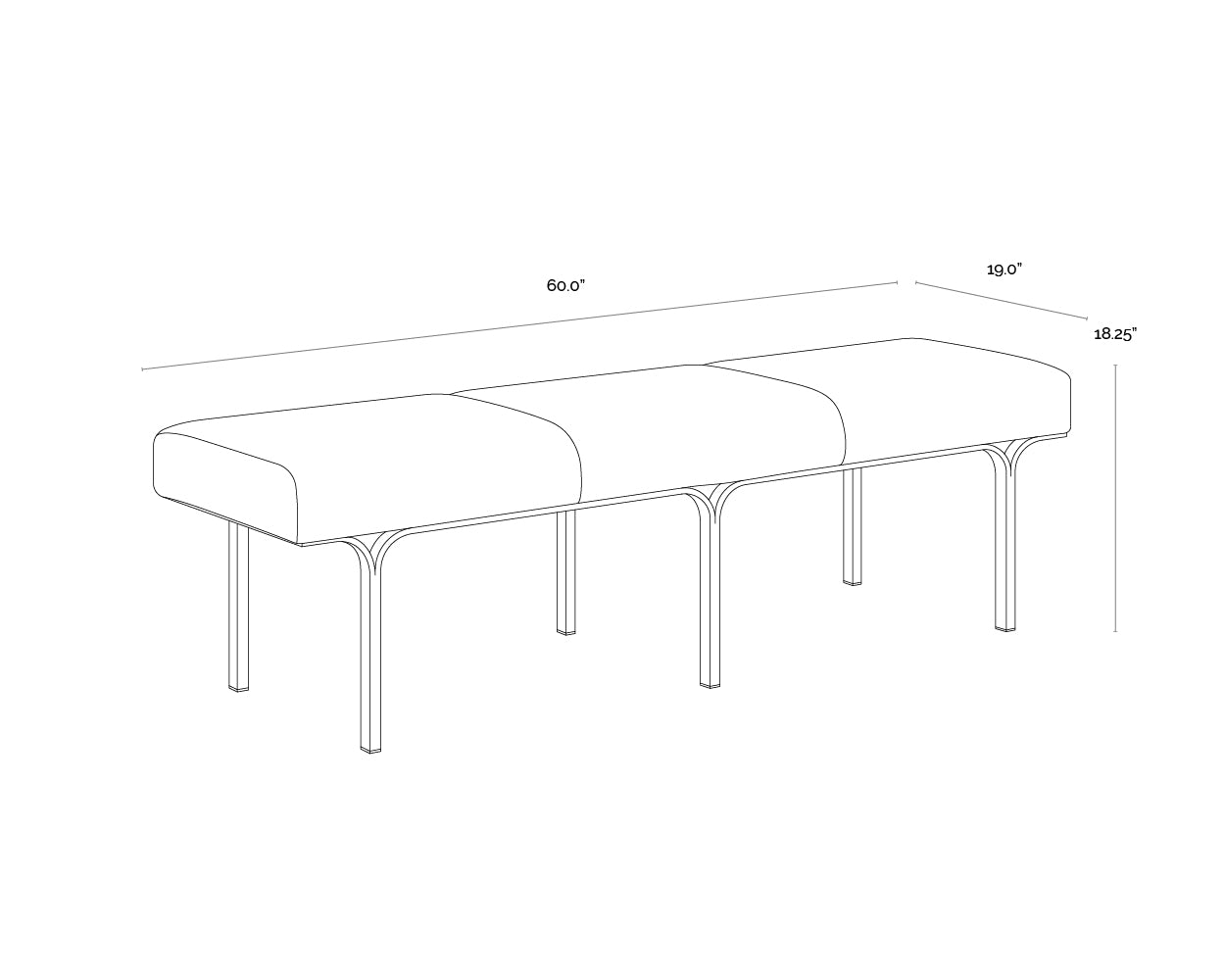 Nuvella Bench dimensions schematic