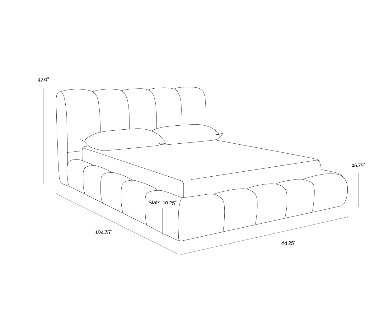 Olena Bed dimensions schematic