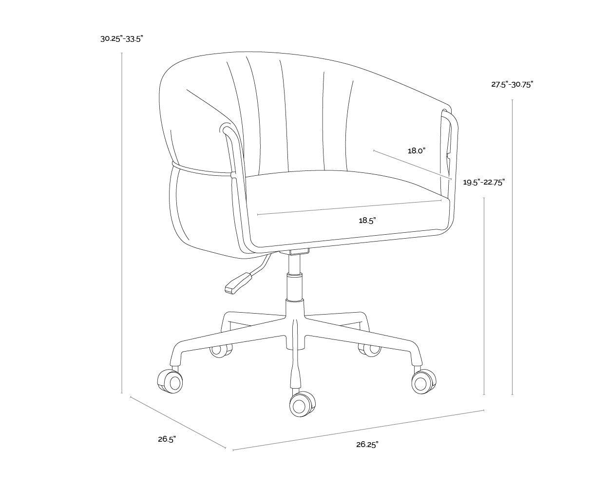 Olma Office Chair dimensions schematic