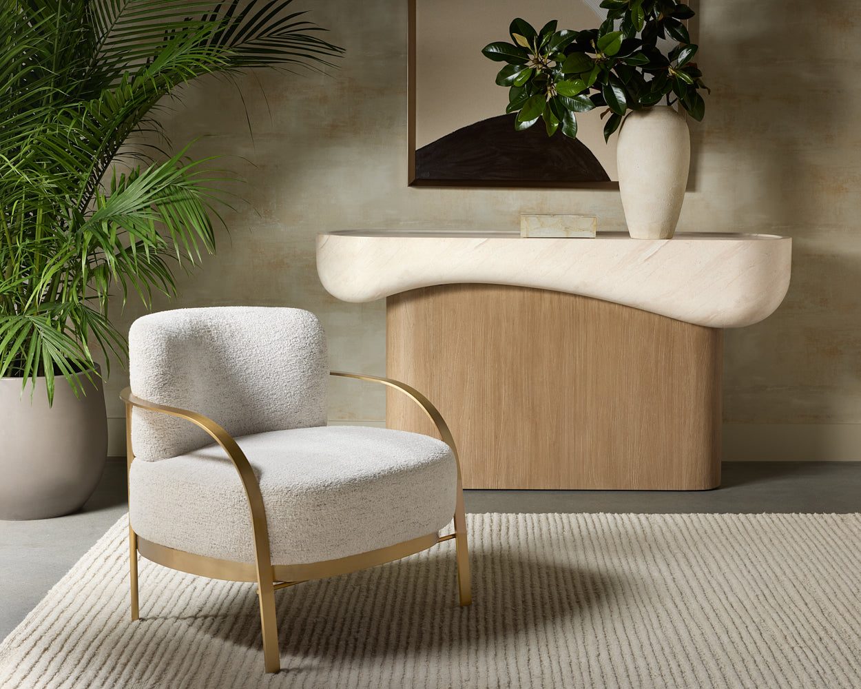 Oreste Console Table — Travertine Look