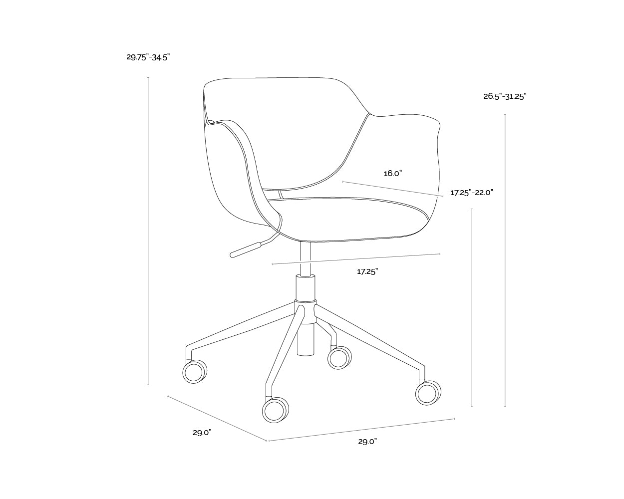 Owen Office Chair dimensions schematic