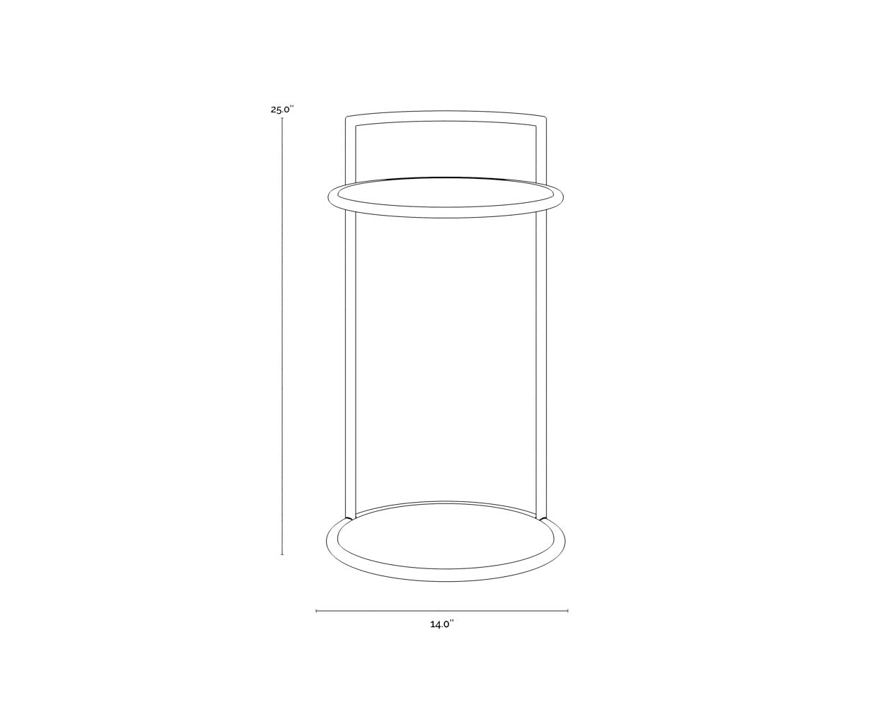 Parga End Table dimensions schematic
