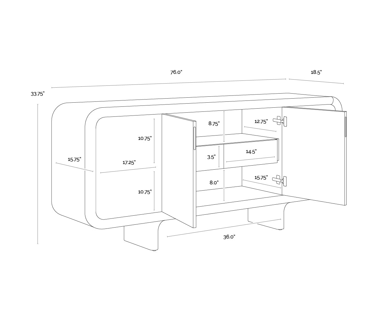 Pascoe Sideboard dimensions schematic