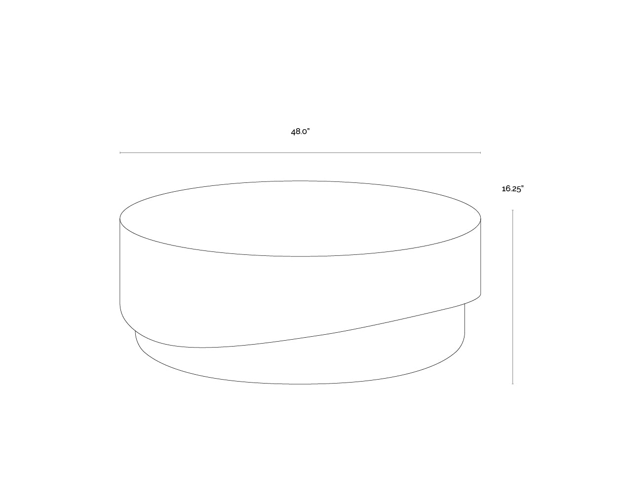 Patras Coffee Table dimensions schematic