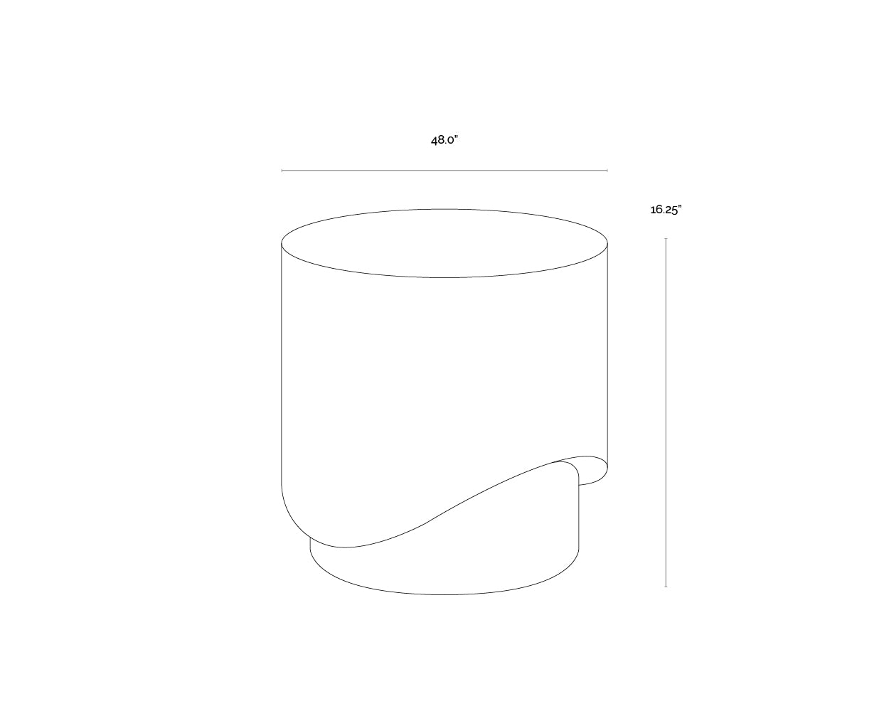 Patras End Table dimensions schematic