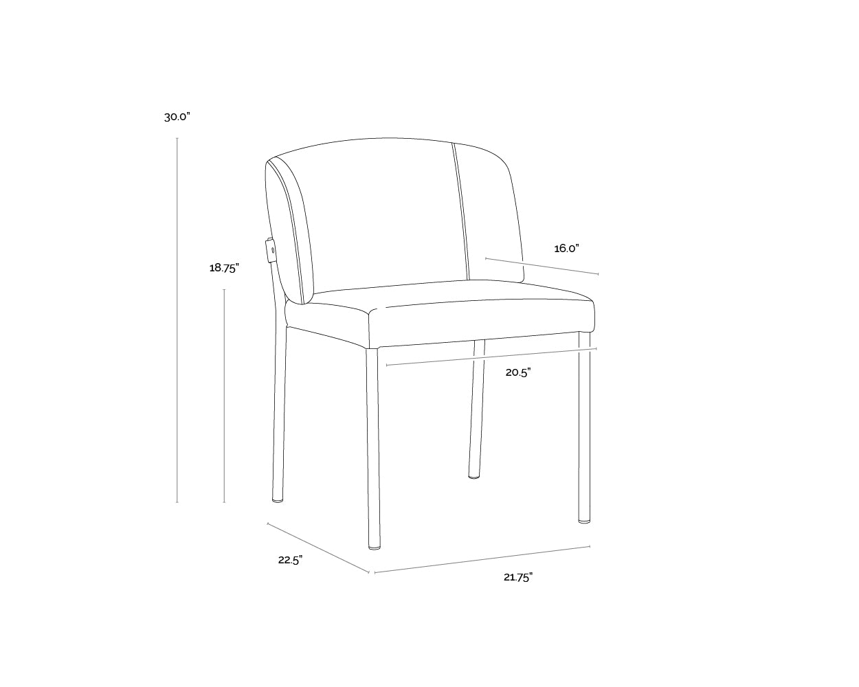 Pearce Dining Chair dimensions schematic