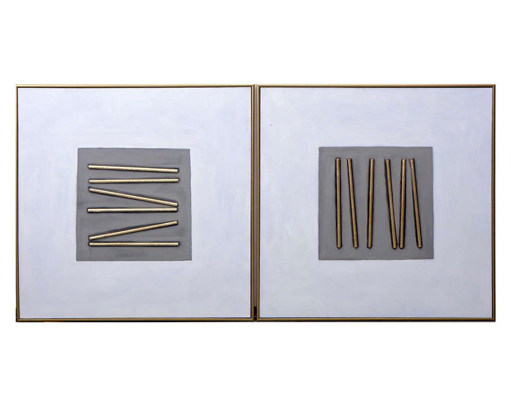 Pick Up Sticks (Set Of 2) - 48" X 48" - Gold Floater Frame