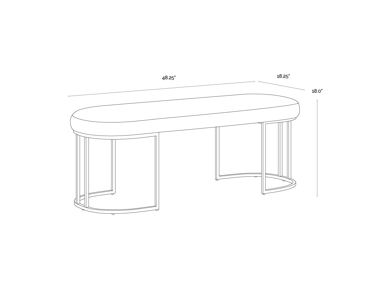Rayla Bench dimensions schematic