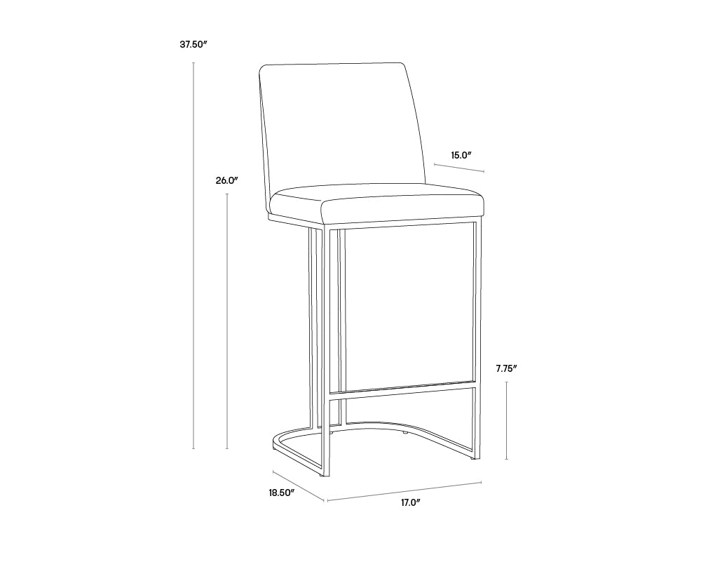 Rayla Counter Stool dimensions schematic