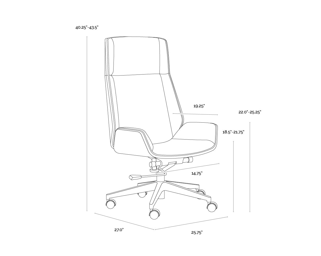 Rhett Office Chair dimensions schematic