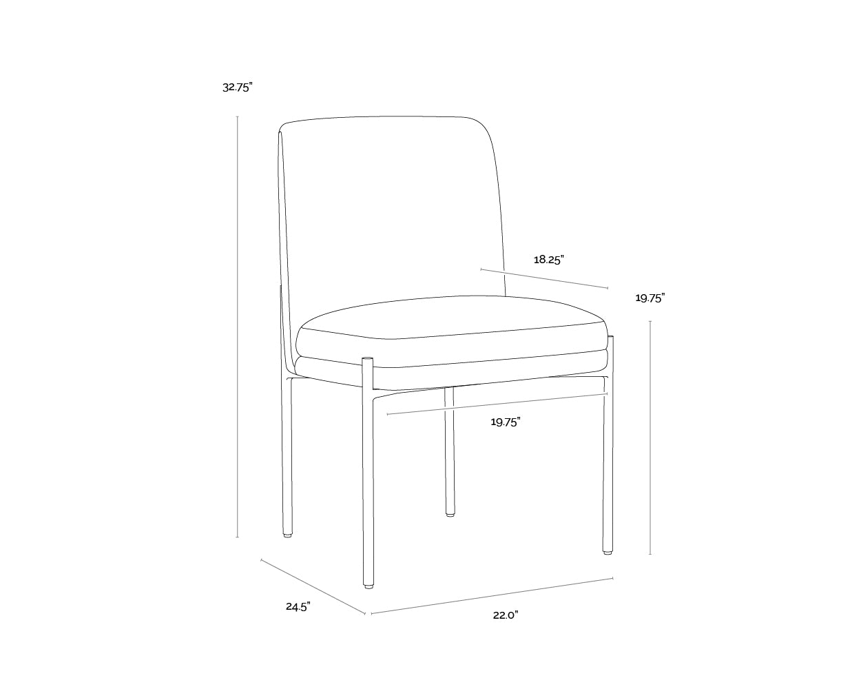 Richie Dining Chair dimensions schematic