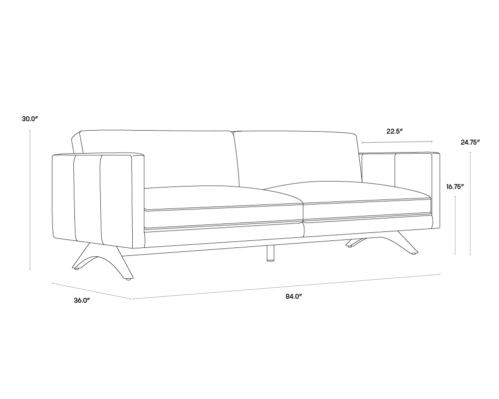 Rogers Sofa dimensions schematic