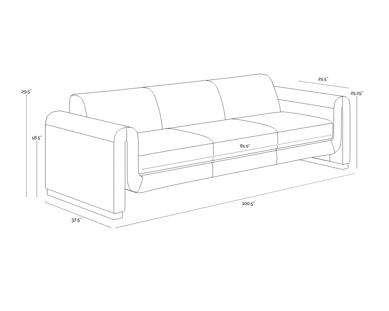 Romer Sofa dimensions schematic
