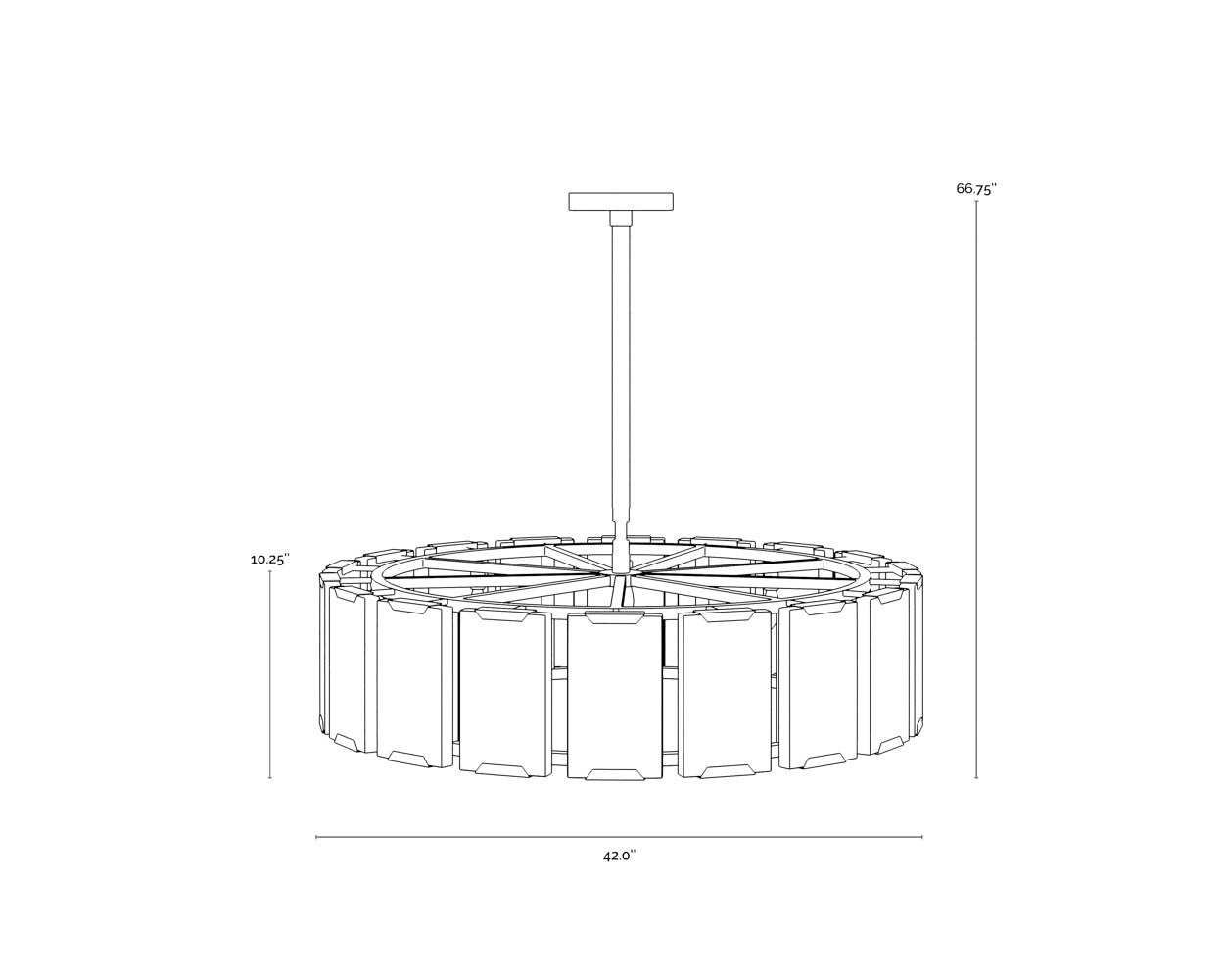 Rovira Chandelier dimensions schematic