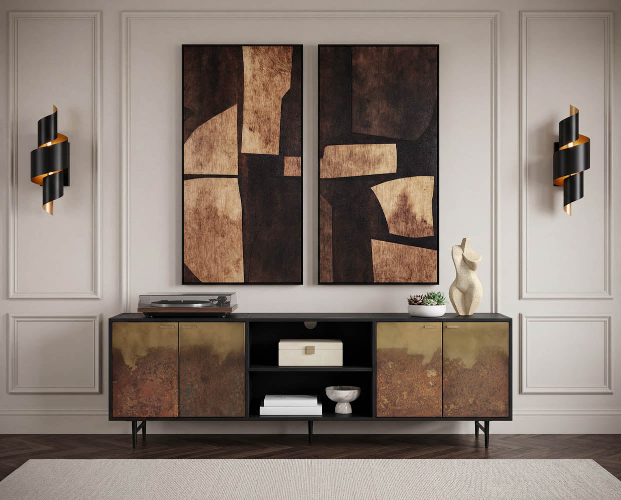 Rustic Nuance I - 30" X 60" - Black Floater Frame