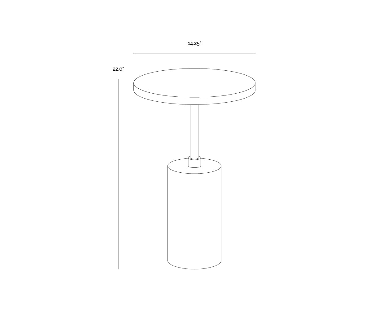 Saldo End Table dimensions schematic