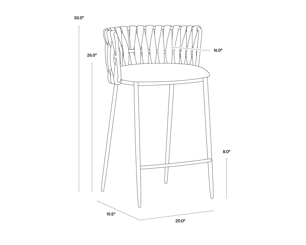 Sarai Counter Stool dimensions schematic