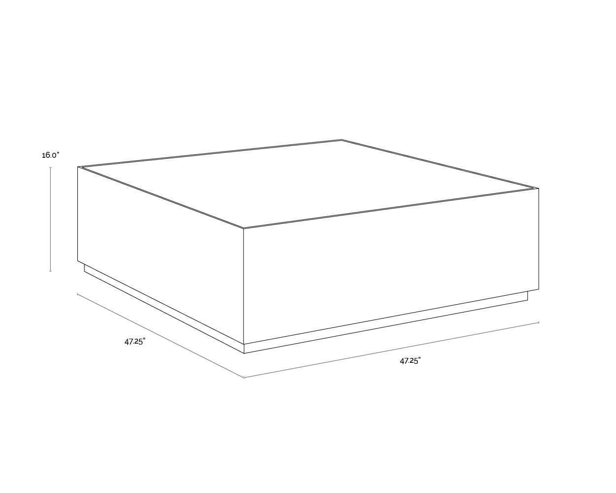 Selah Coffee Table dimensions schematic