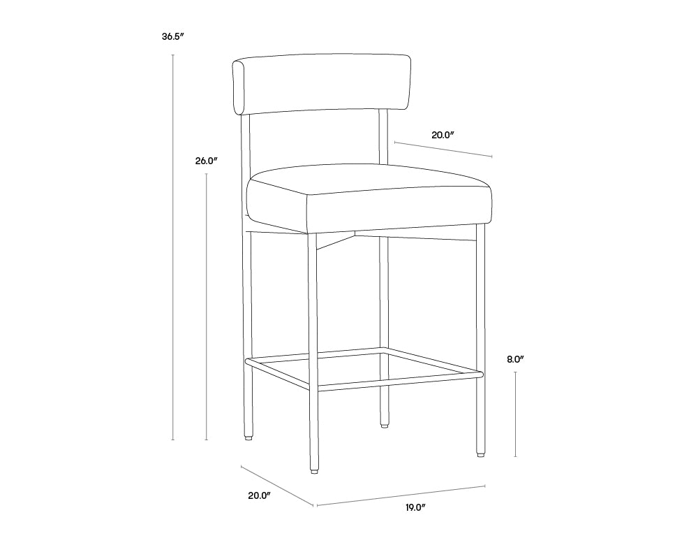 Seneca Counter Stool - Black dimensions schematic