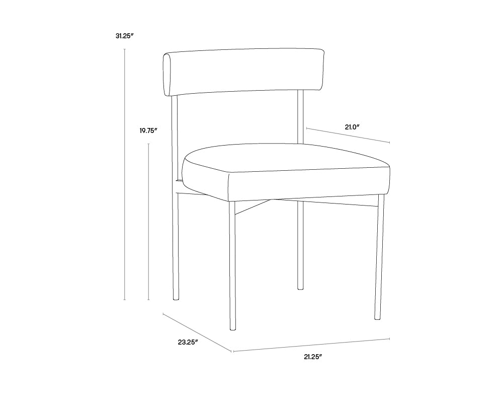 Seneca Dining Chair - Antique Brass dimensions schematic