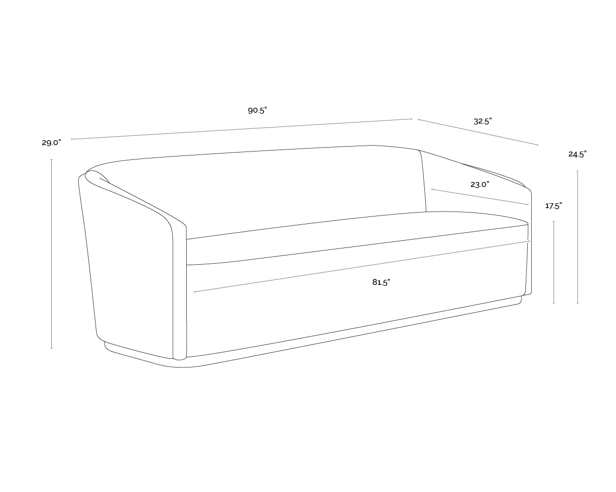 Sheva Sofa dimensions schematic