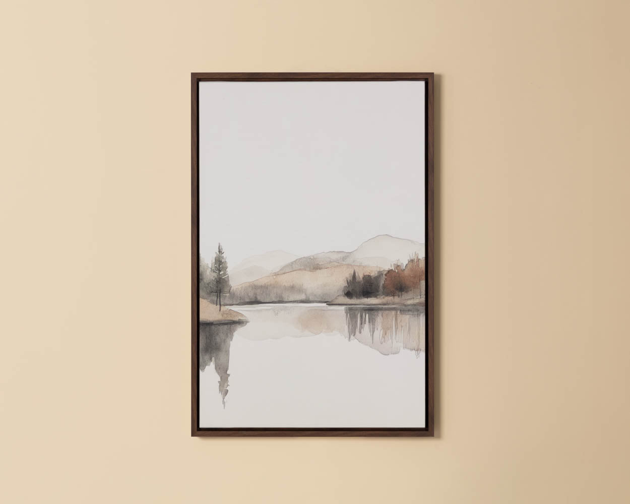 Silent Lake I - 20" X 30" - Brown Floater Frame