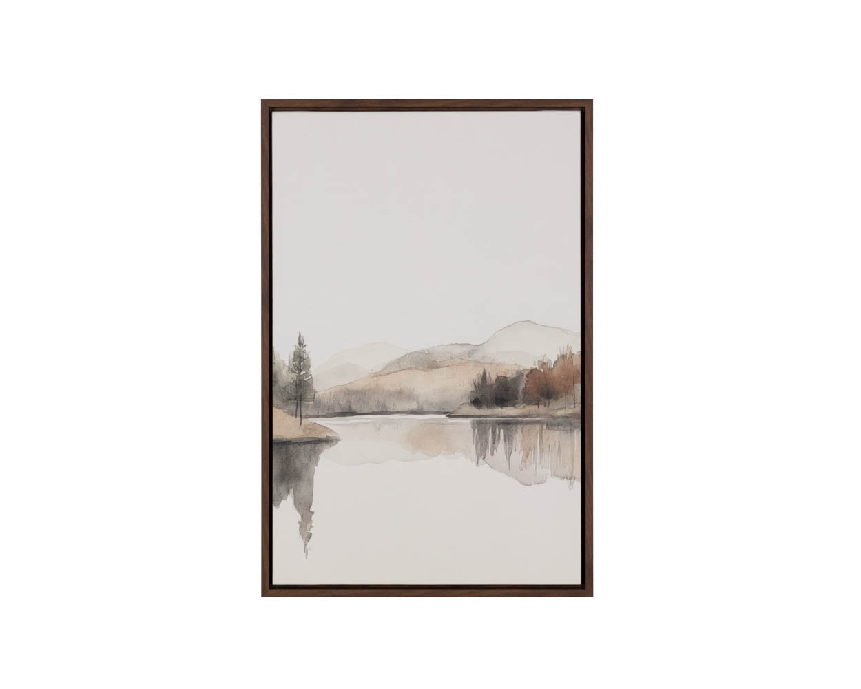 Silent Lake I - 20" X 30" - Brown Floater Frame