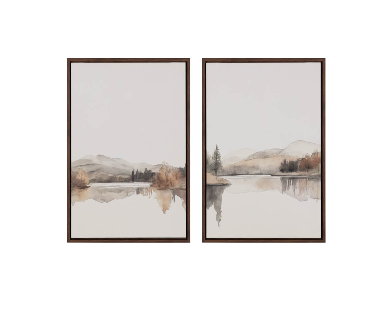 Silent Lake I - 20" X 30" - Brown Floater Frame