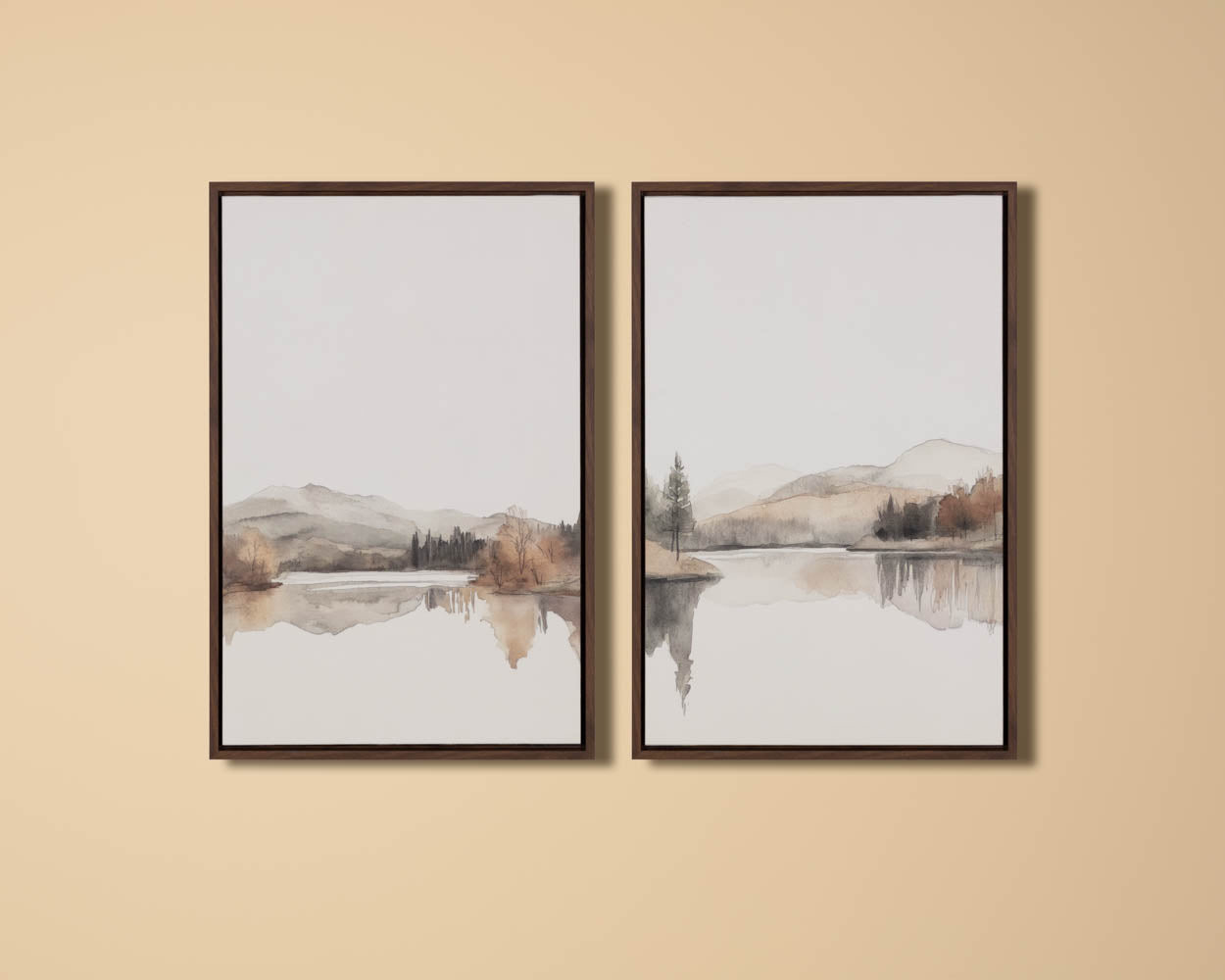 Silent Lake I - 20" X 30" - Brown Floater Frame