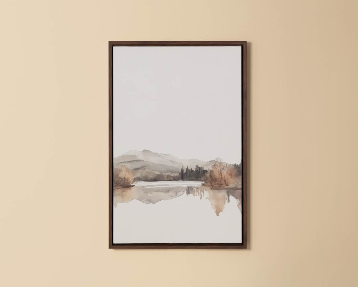 Silent Lake II - 20" X 30" - Brown Floater Frame