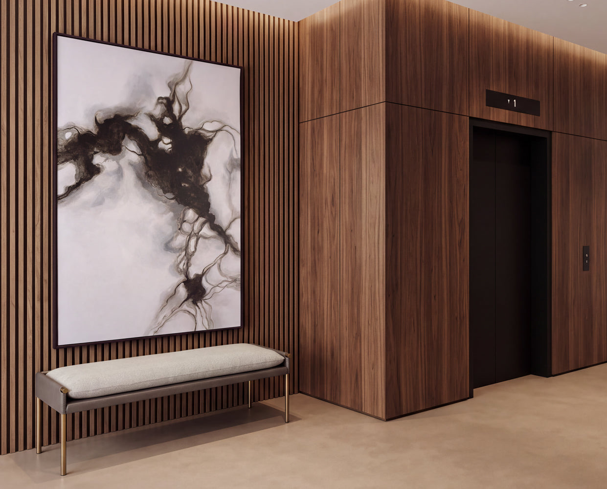 Smoke Screen - 72" X 48" - Black Floater Frame