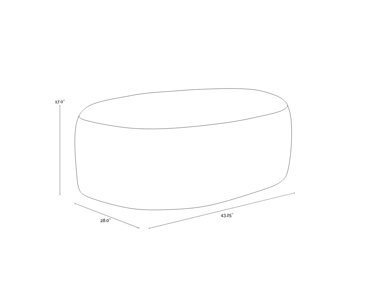 Soraya Ottoman dimensions schematic