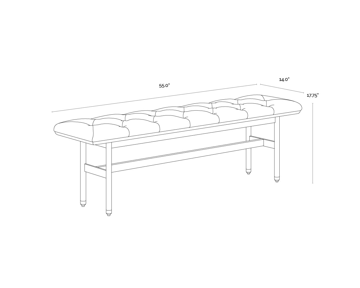Staten Bench dimensions schematic
