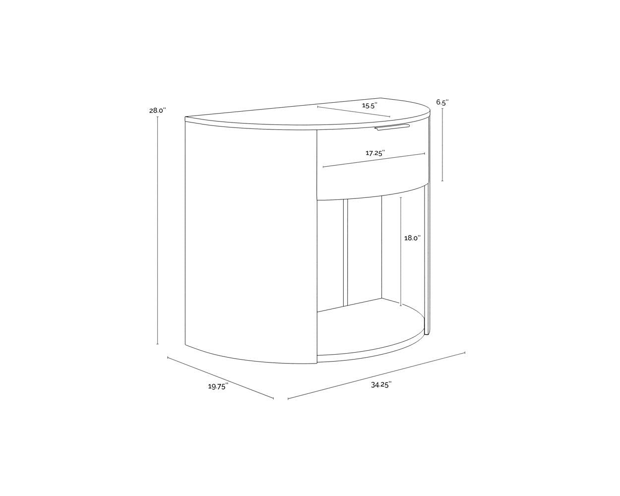 Stella Nightstand dimensions schematic