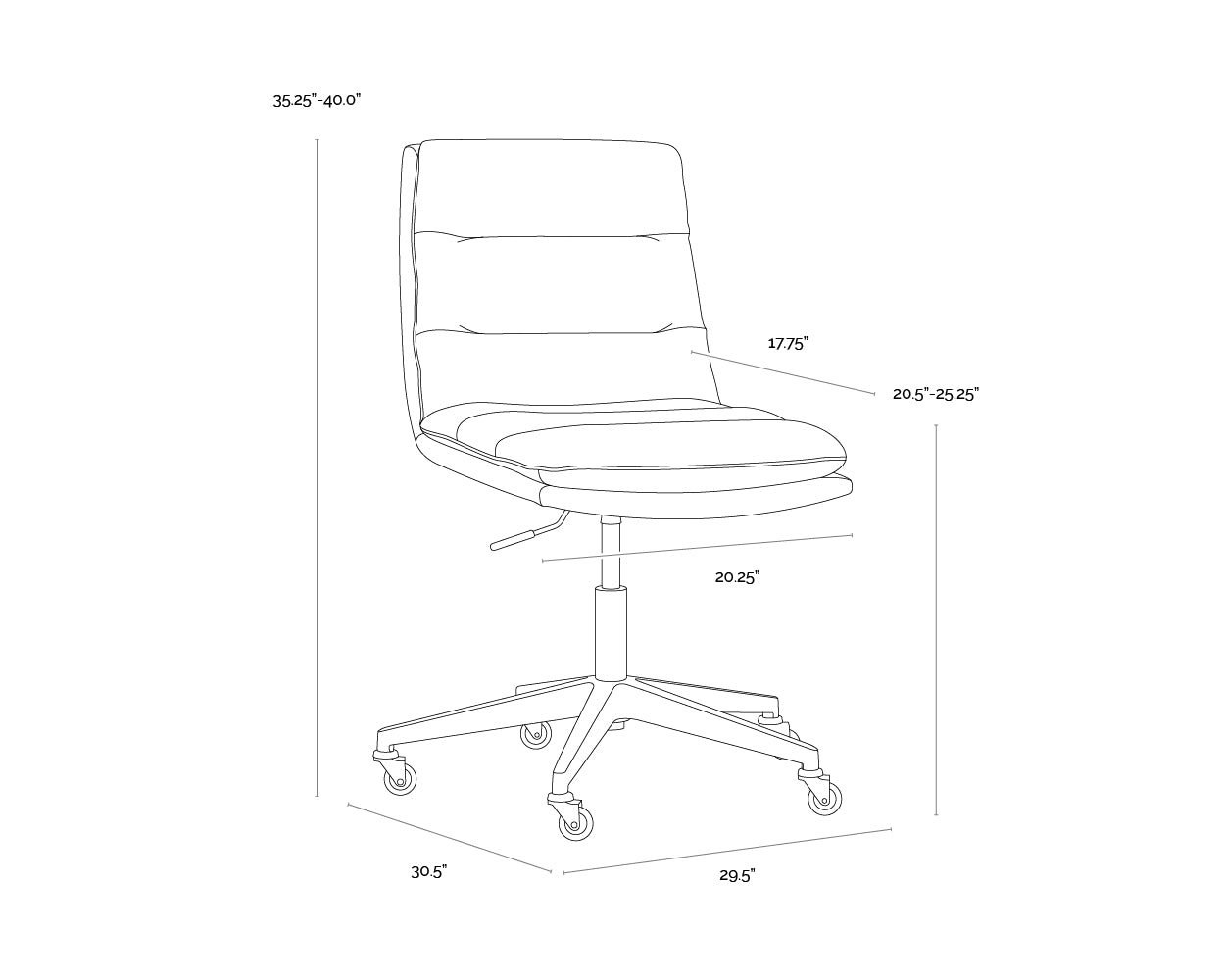 Stinson Office Chair dimensions schematic