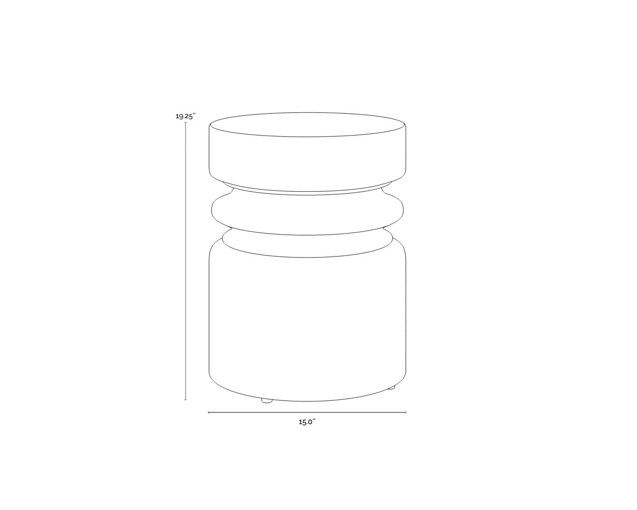 Sumie End Table dimensions schematic