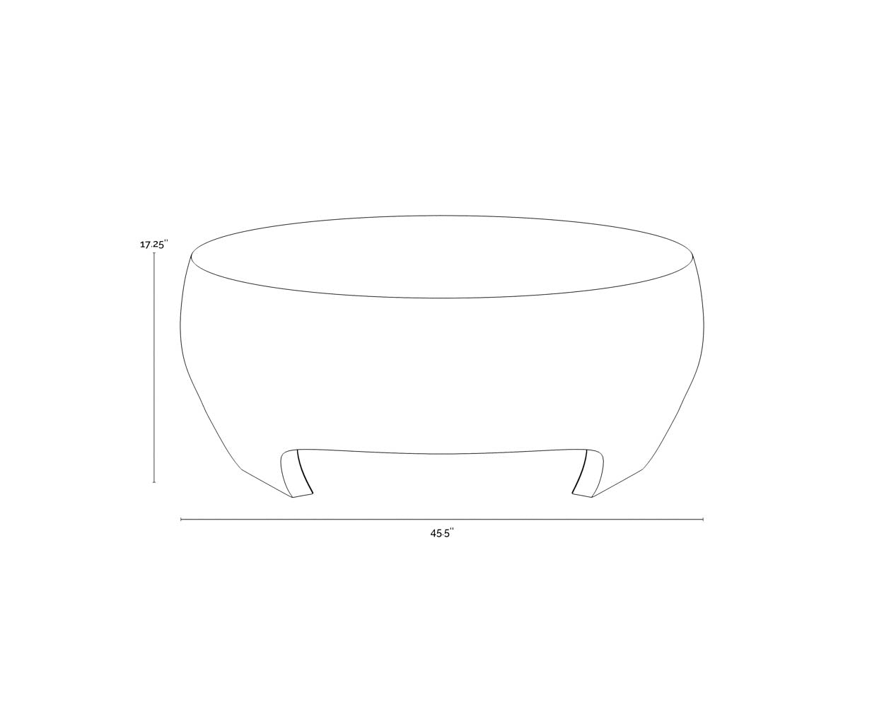 Tarsus Coffee Table dimensions schematic