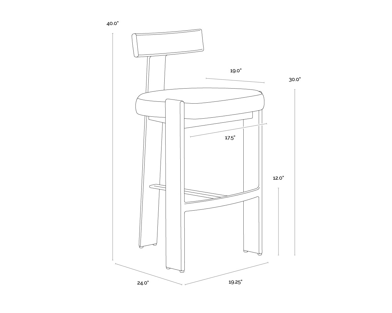 Titan Barstool dimensions schematic