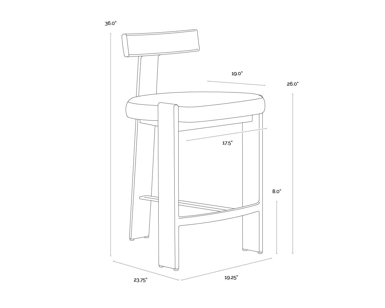 Titan Counter Stool dimensions schematic