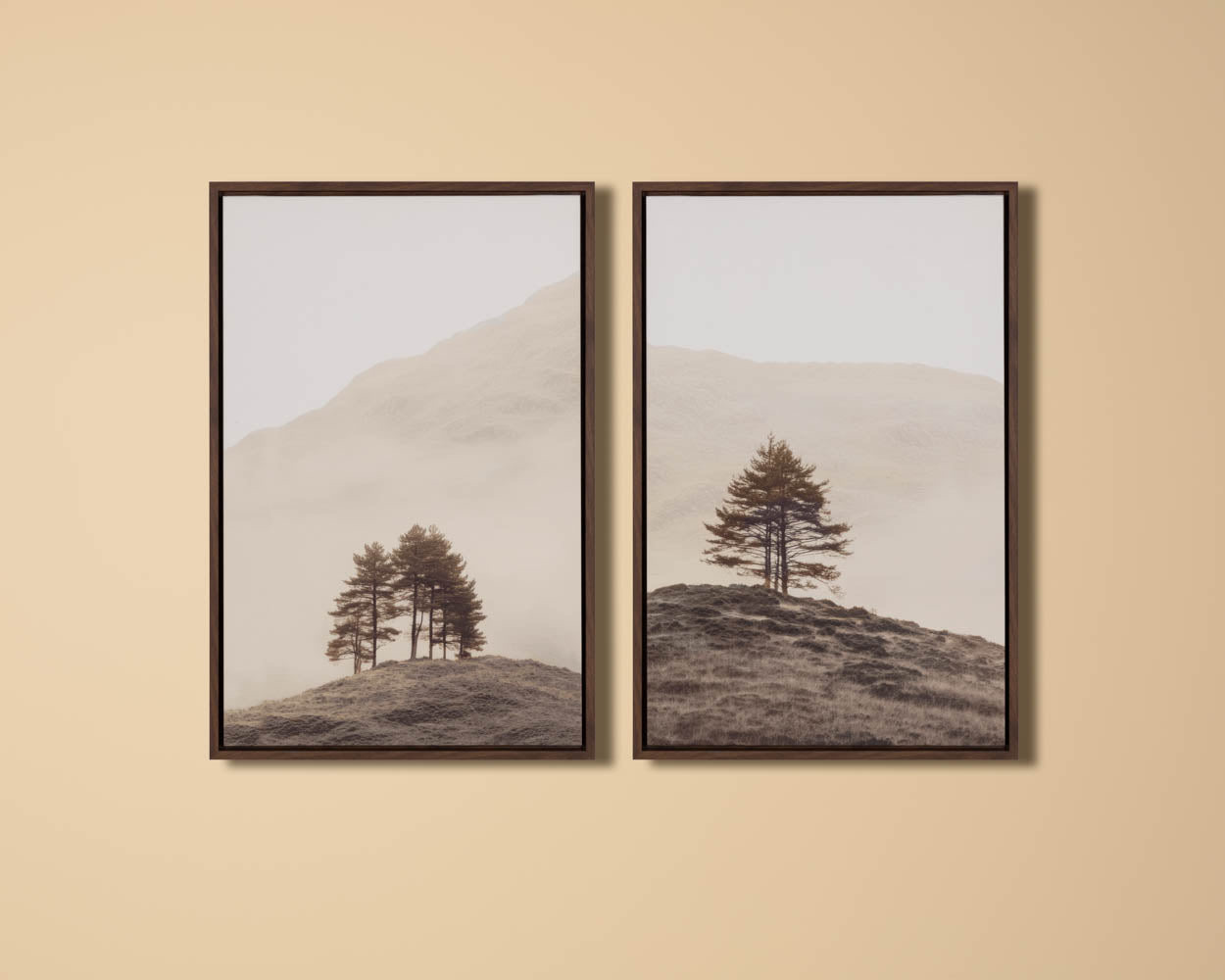 Together Alone II - 20" X 30" - Brown Floater Frame